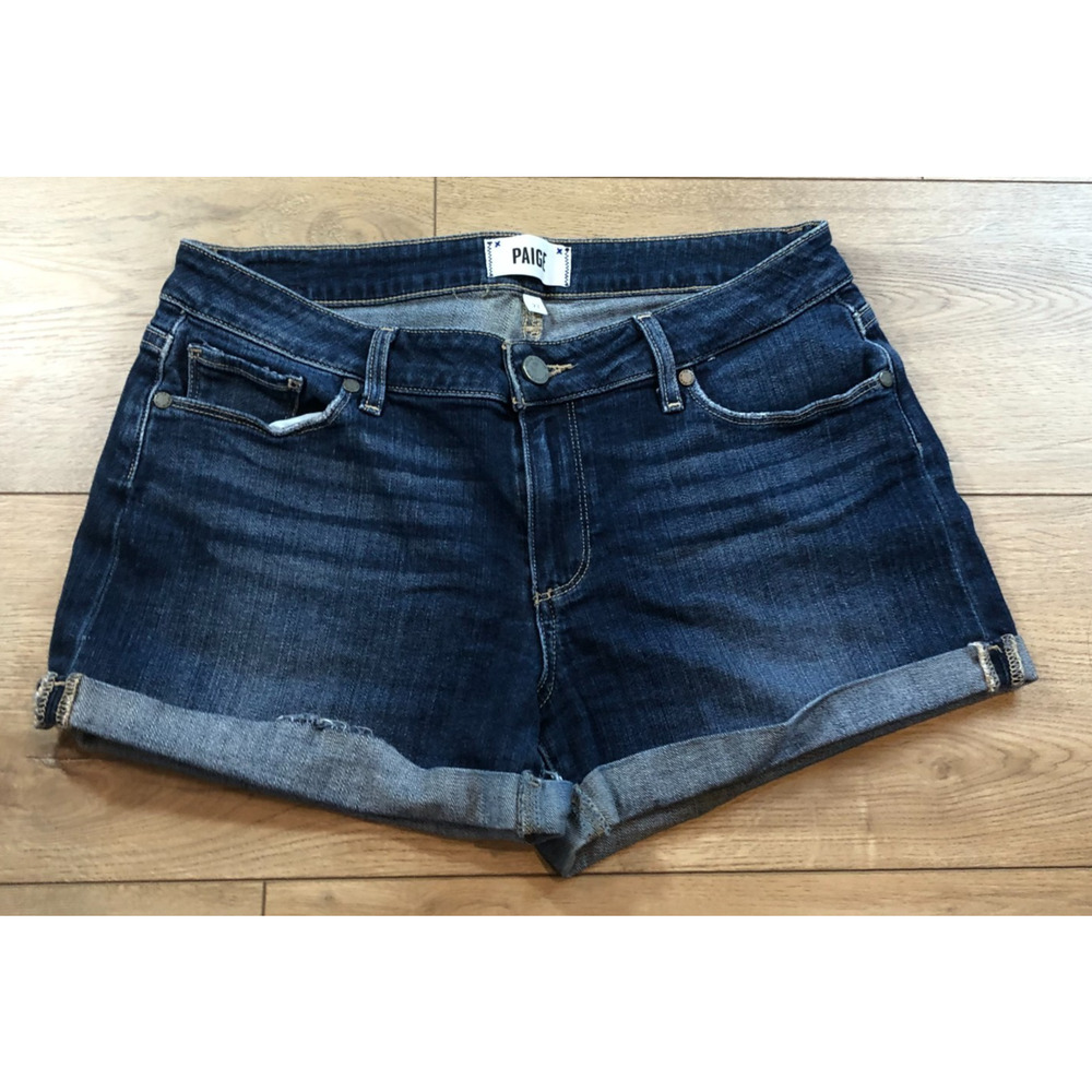 PAIGE Jimmy Jimmy Cuffed Denim Shorts‎ Ezra Distressed Size 27 Stretch